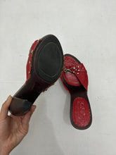 Load image into Gallery viewer, Red croco platforms heels mules (36)