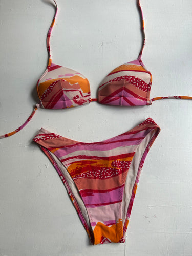 Padded graphic multicolor bikini set (S)