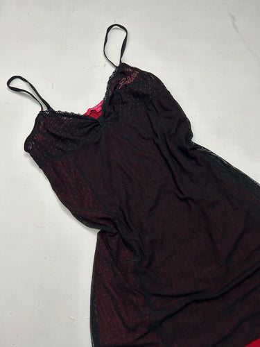 Black lingerie mesh mini babydoll dress (S/M)