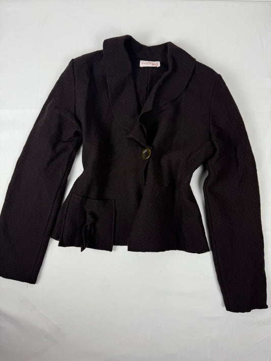 Brown 100% wool tight fit jacket (S)