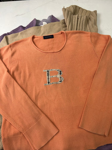 Orange cotton B logo knitted jumper (S)
