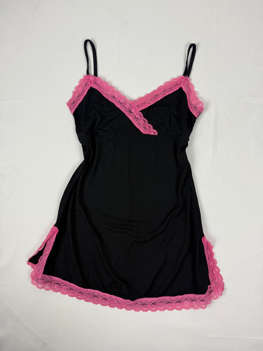 Black & pink super soft lace babydoll mini dress (S/M)