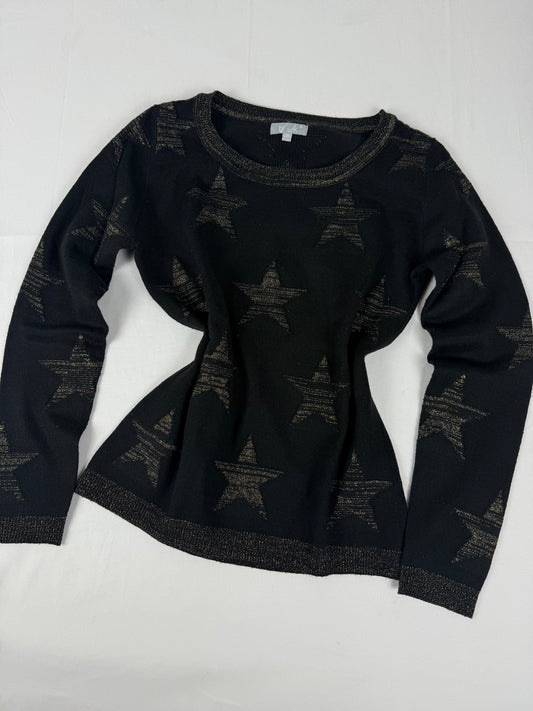 Black & gold stars print jumper (S)