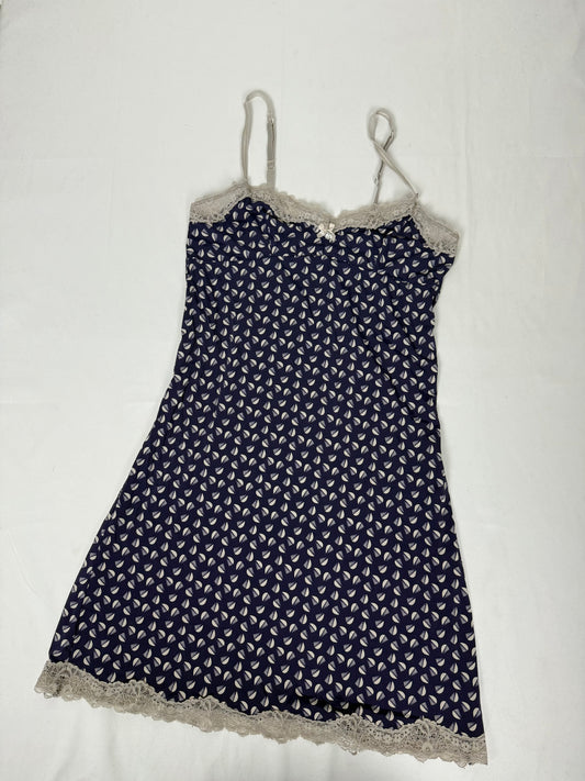 Navy graphic babydoll mini dress (S)