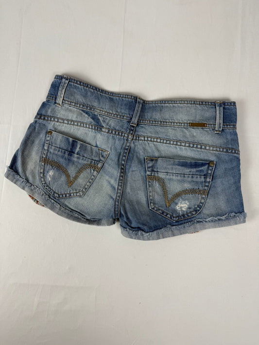Blue denim low rise mini short (S)