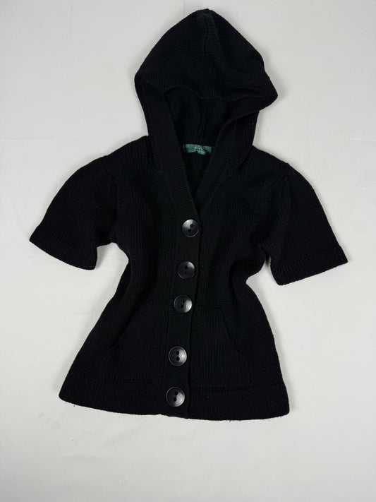 Black short sleeves hooded cardigan jumper (XS)