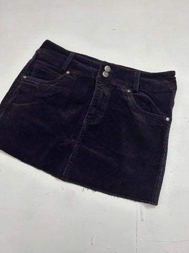 Velvet denim ribbed dark purple mini skirt 90s y2k vintage (S/M)