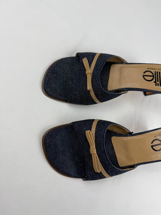 Navy denim mules heels (38)