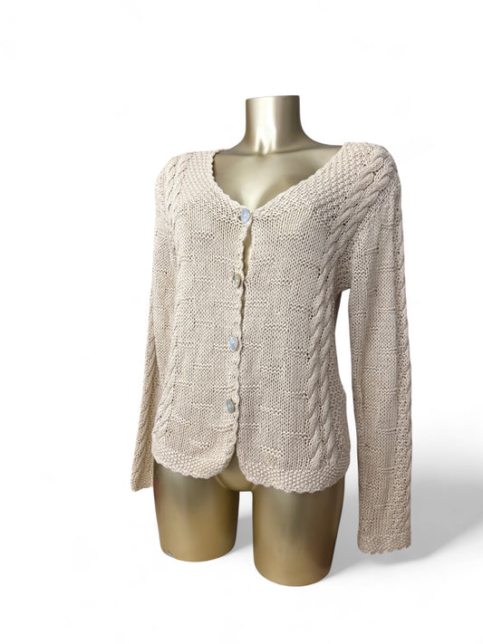 Cream beige knitted cardigan jumper (M/L)