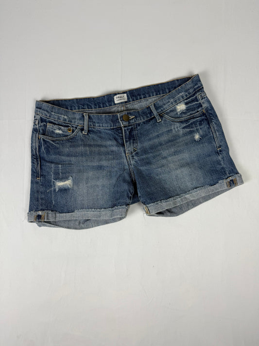 Blue denim low rise mini short (M)