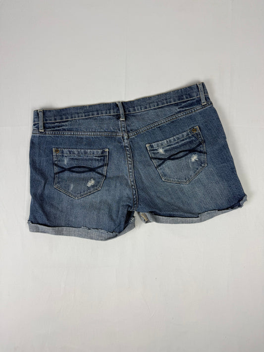 Blue denim low rise mini short (M)