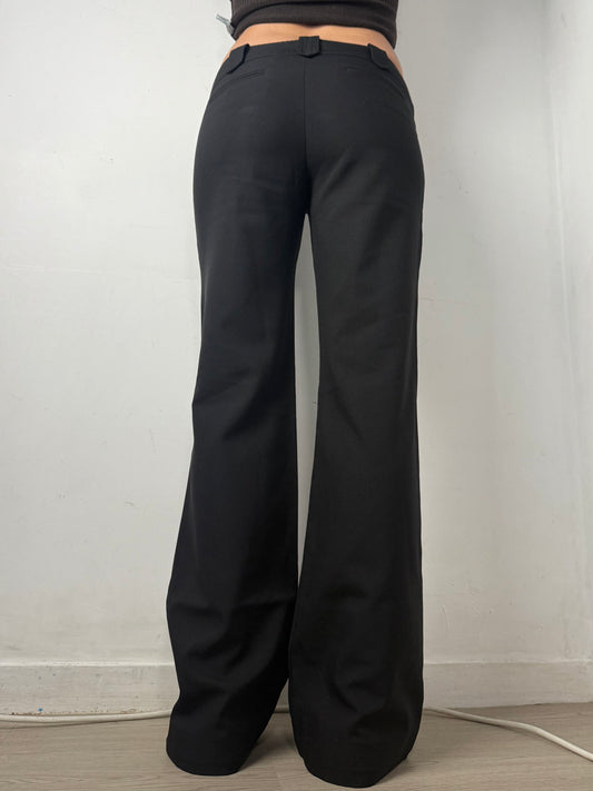 Black low waist flare office pants (L)