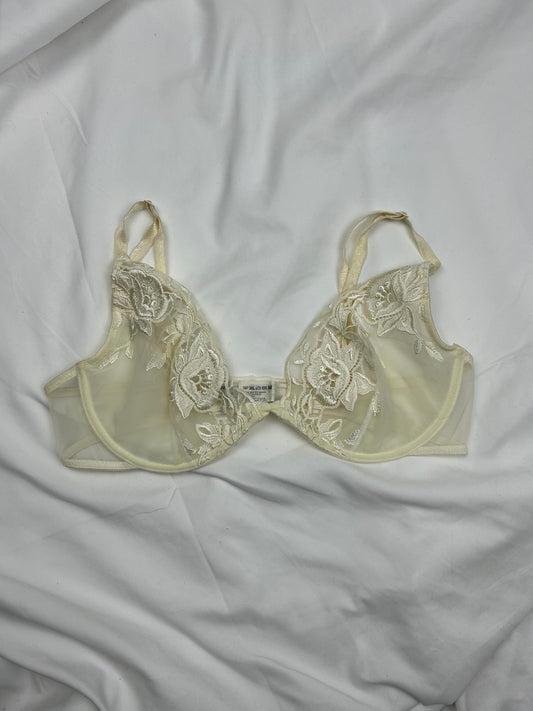 White cream mesh lace balcony vintage bra (95B)