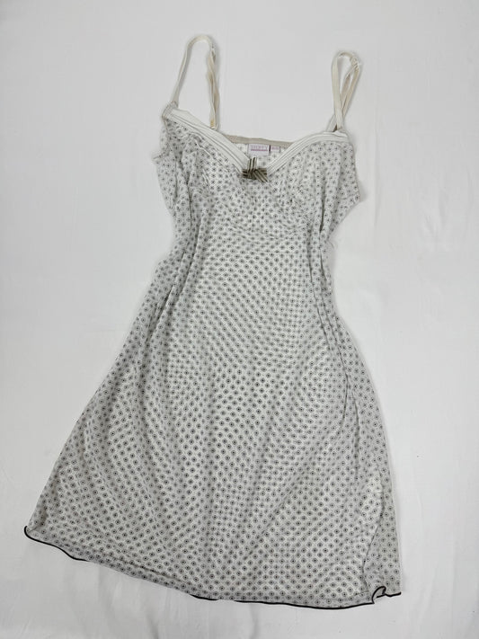 White graphic babydoll mini dress (M/L)