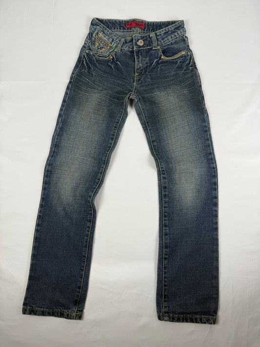 Blue navy low rise straight legs pants (XXS)