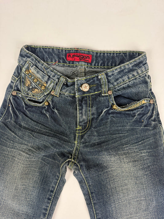 Blue navy low rise straight legs pants (XXS)