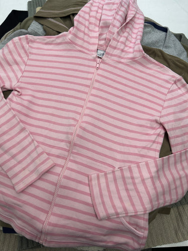 Striped baby pink 90s y2k vintage zip up  cotton hoodie (S/M)