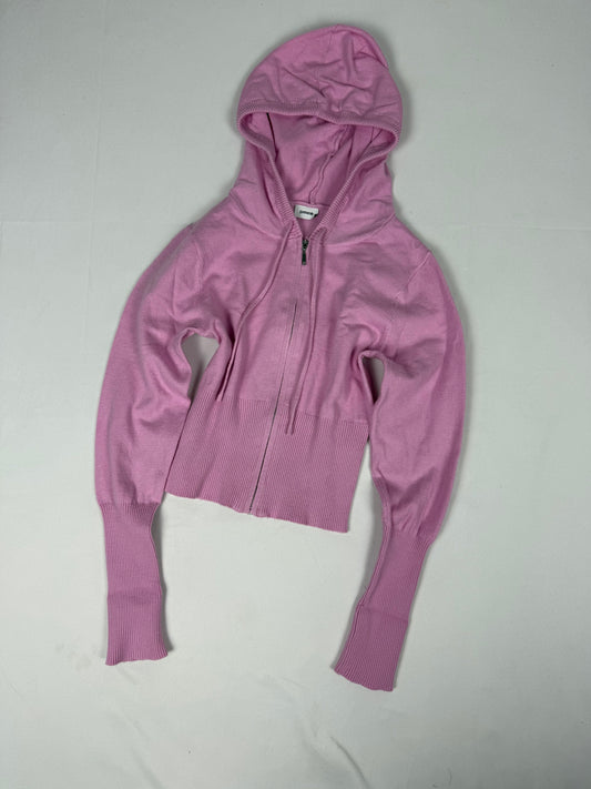 Pink tight fit crop hooded jumper (XS)