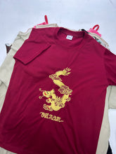 Load image into Gallery viewer, Red embroidered dragon y2k 90s vintage tee (S/M)