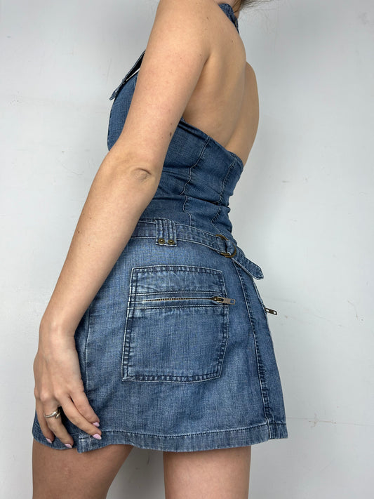 Blue denim mini dress (XS)