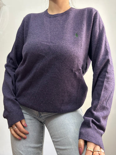 Purple round neck wool unisex 90s jumper  (M)