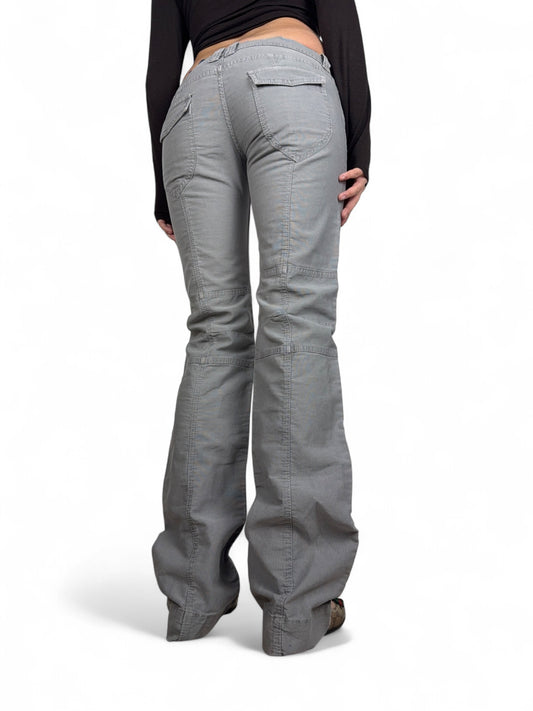 Grey low rise denim flare pants (XS/S)