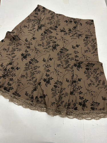 Brown floral print coton maxi mid skirt 90s y2k vintage (S)