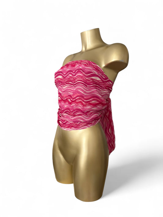 Pink graphic mesh multiway pareo tie up mini skirt / top (172x104cm)