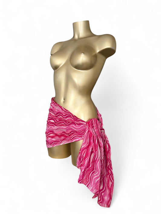 Pink graphic mesh multiway pareo tie up mini skirt / top (172x104cm)