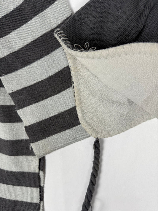 Grey striped winter scarf + beanie