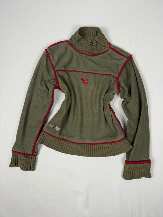 Khaki fleece high neck sweatshirt (XS)