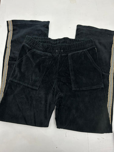 Black velvet  low waisted 90s vintage flare bootcut joggers sweatpants (S)