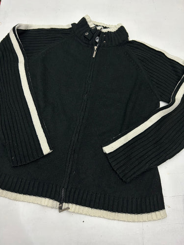Black zip up high neck coton jacket  jumper (S/M)