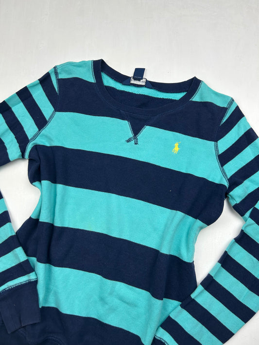 Blue striped logo jumper (S/M)