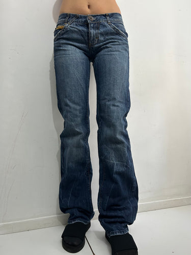Dark blue  low waisted 90s vintage bootcut denim pants (S)