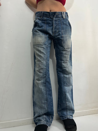 Blue  low/mid waisted 90s vintage denim baggy pants (M/L)