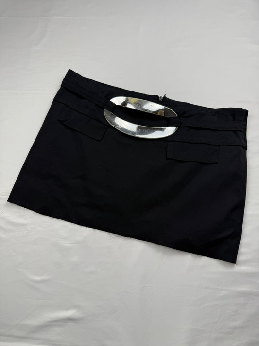 Black buckle belt mini skirt (XL)