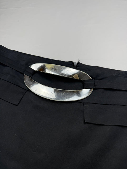 Black buckle belt mini skirt (XL)