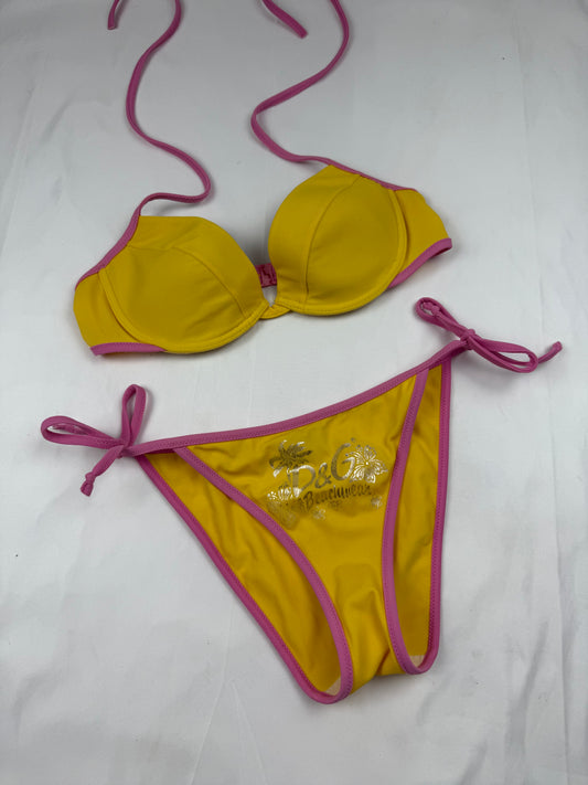Yellow graphic bikini set (S)