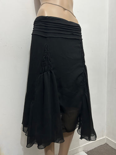 Black low rise mesh doubled maxi skirt 90s y2k vintage (S)