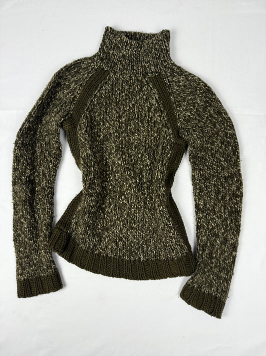 Khaki high neck jumper (S/M)