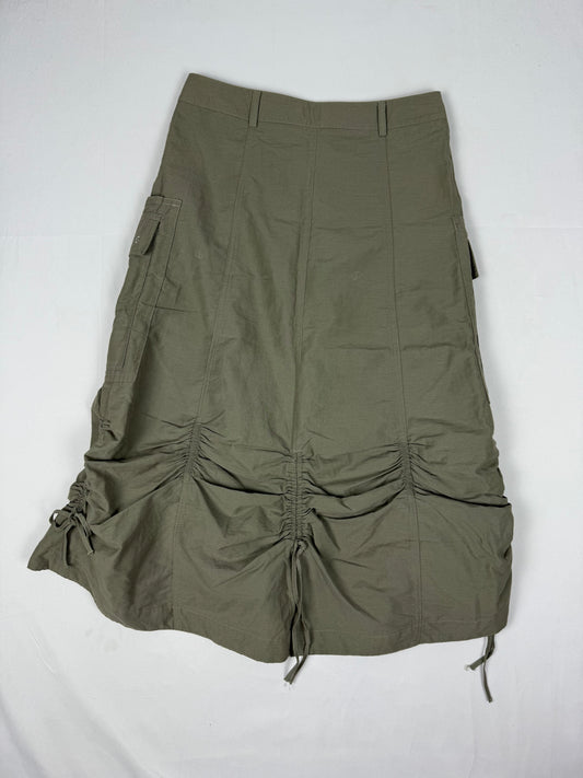 Khaki ruched cargo maxi skirt (S/M)