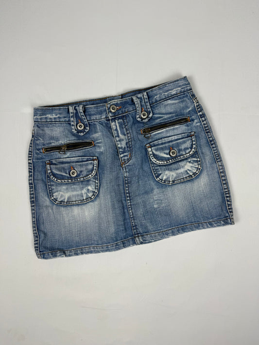 Blue denim cargo mini skirt (S/M)