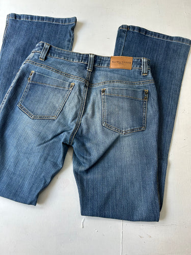 Blue denim mid waisted 90s vintage flare bootcut pants (S/M)