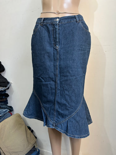 Blue denim low rise mid skirt  90s y2k vintage (S/M)