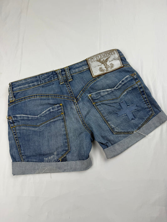 Blue denim low rise mini short (S)