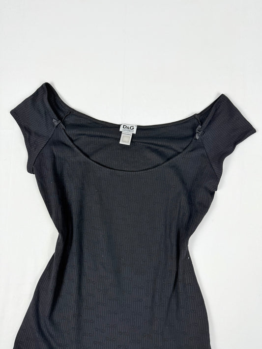 Black cotton ribbed tight fit tee (XL)