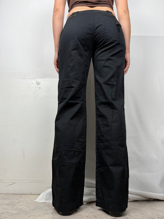 Black low rise cargo baggy pants (M)