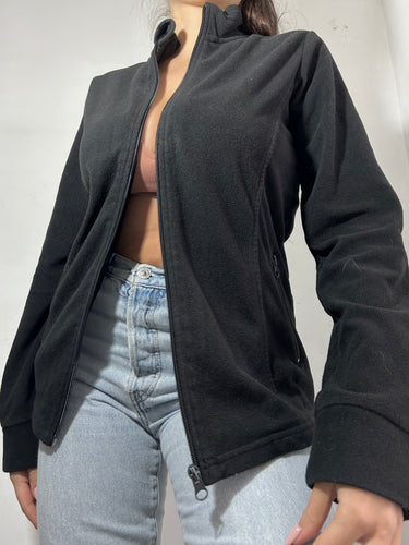 Black zip up vintage fleece sweatshirt (S/M)