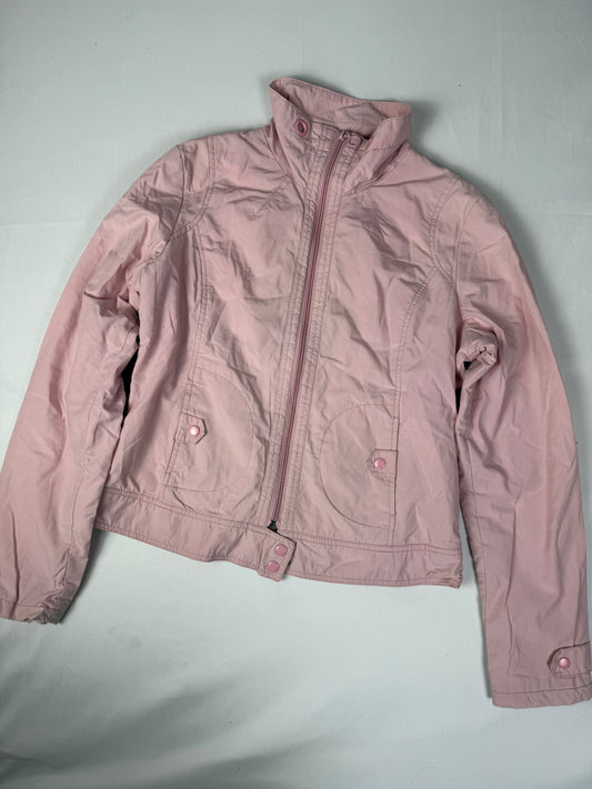 Baby pink zip up biker jacket (L)